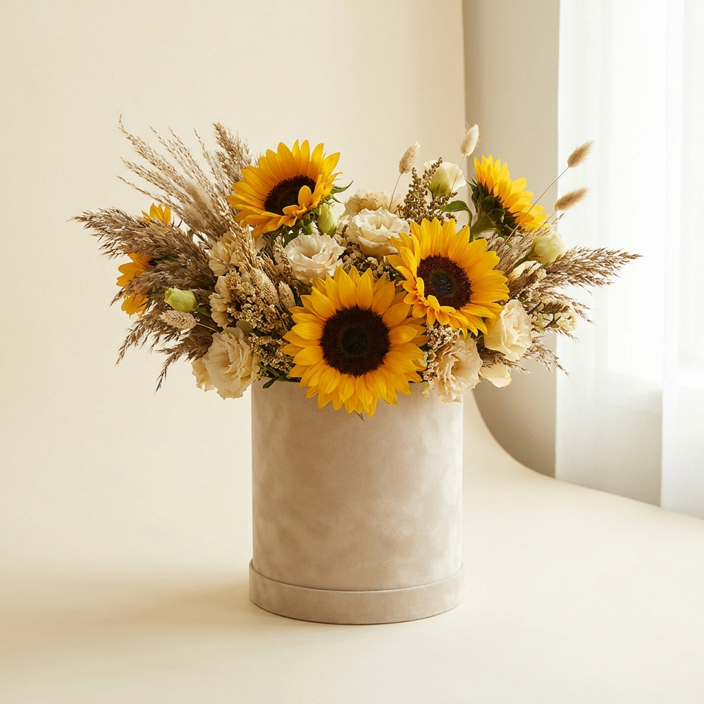 Luxury Sunflower Flower Box Arrangement
