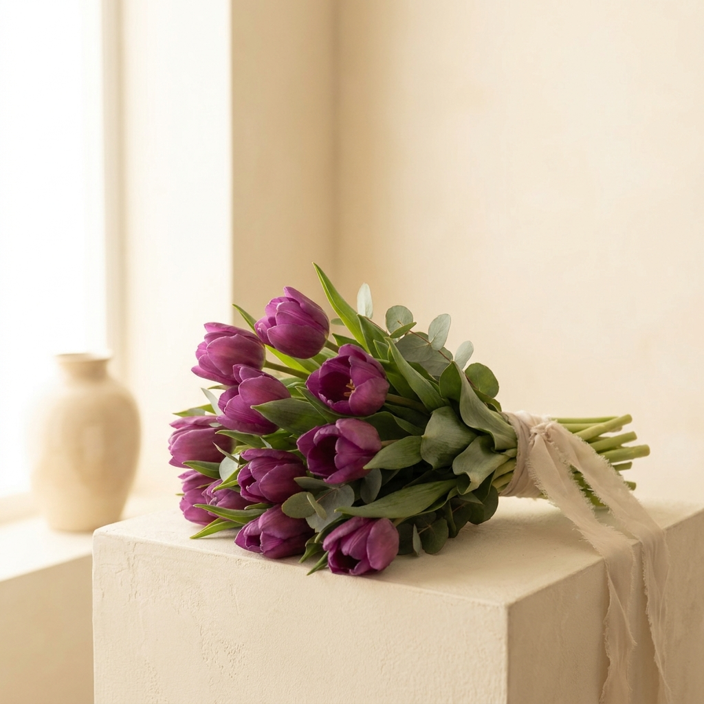 Premium Purple Tulips Hand Bouquet