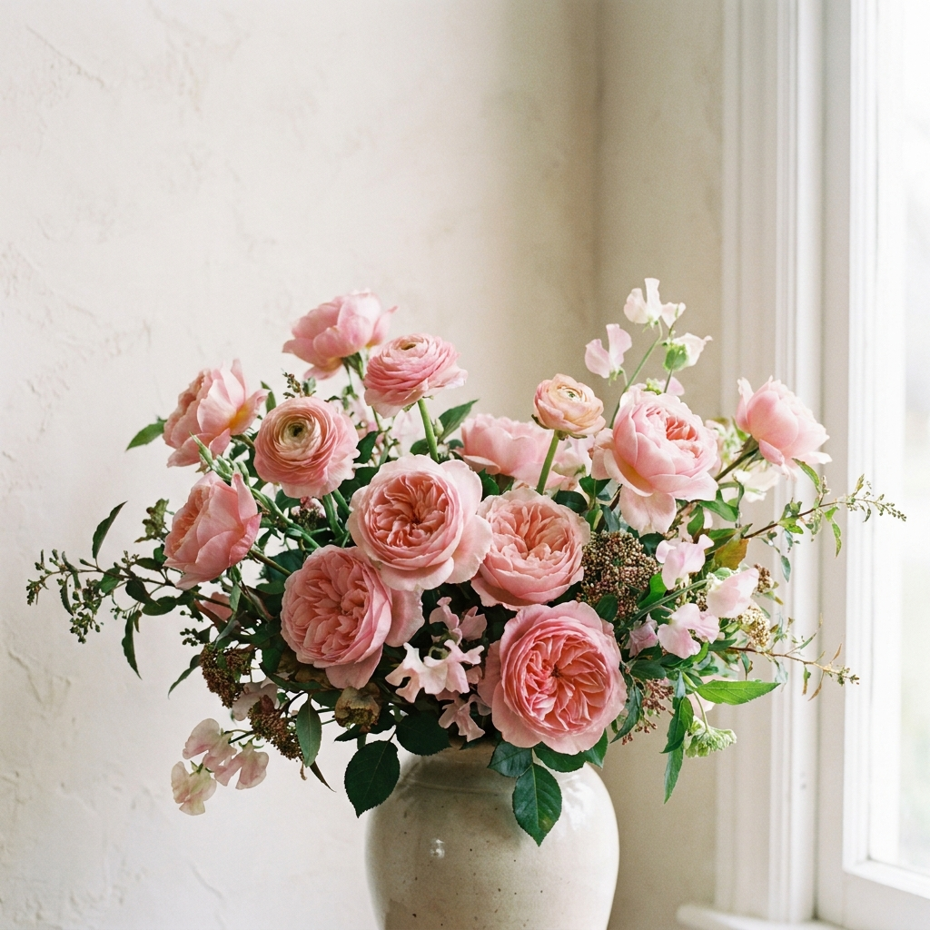 Pink Garden Rose Bouquet