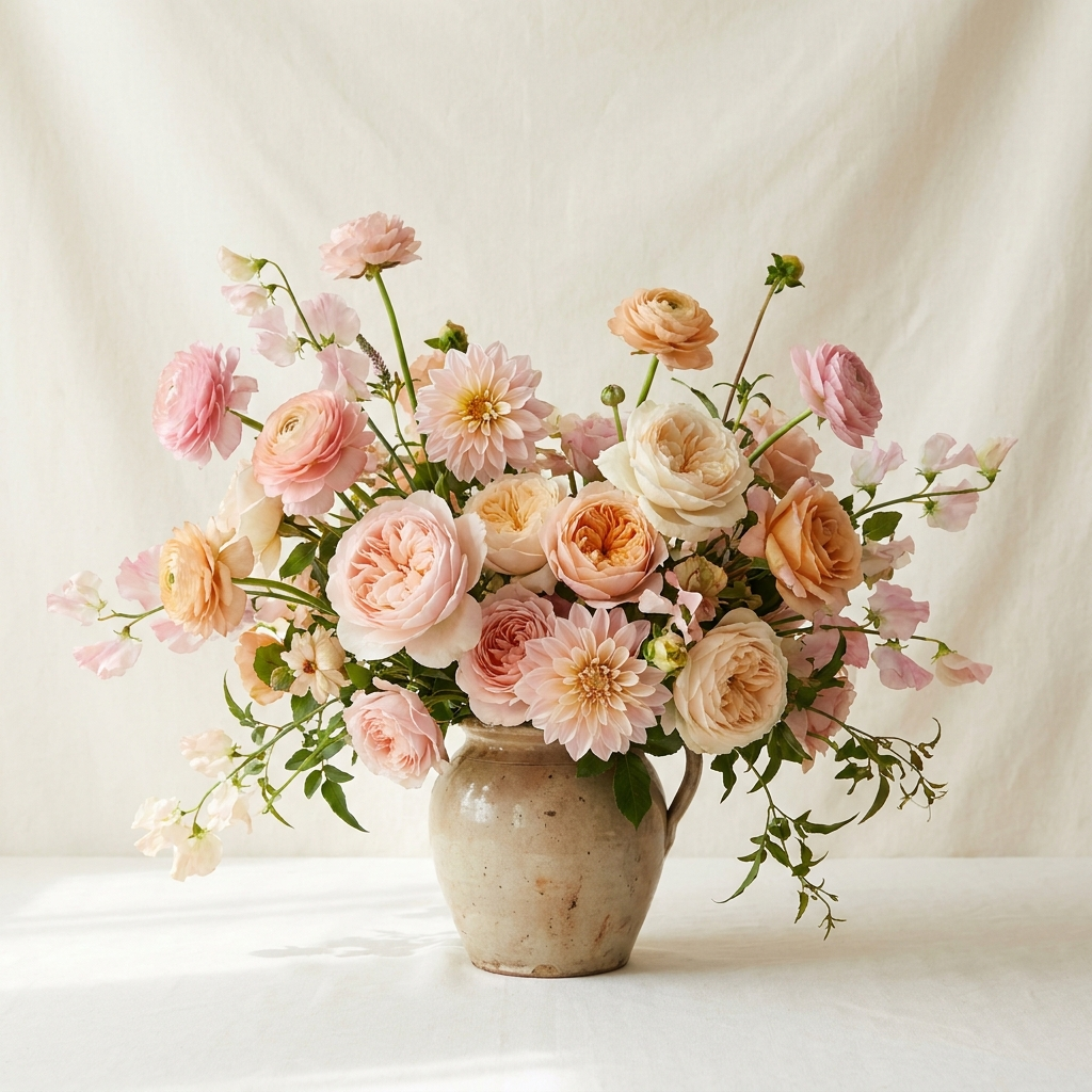 Mixed Pink and Peach Flower Bouquet
