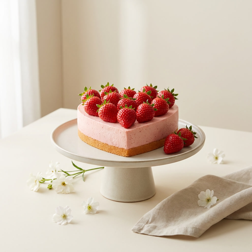 Heart shape strawberry cake