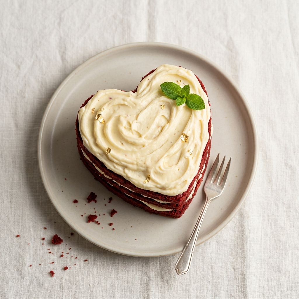 Red velvet heart shaped cake