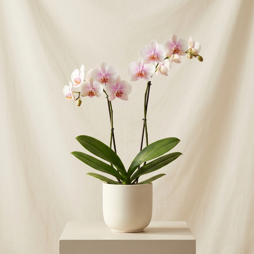 White with pink shaded orchid plant