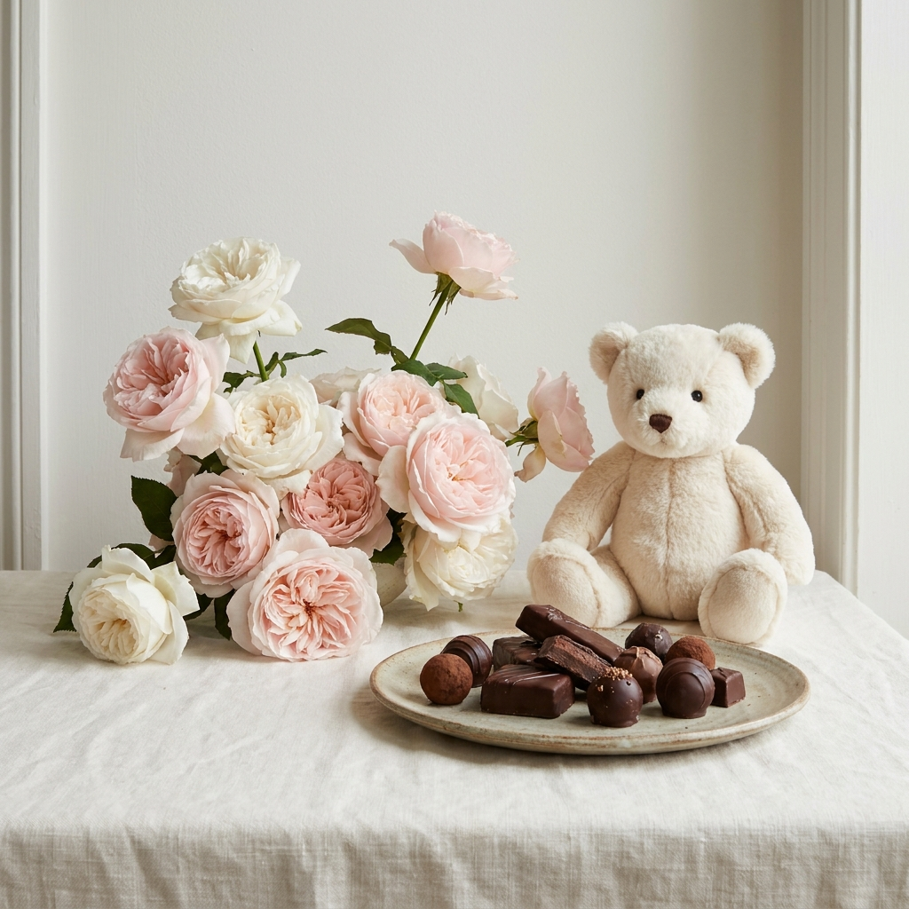 Roses teddy and chocolate combo