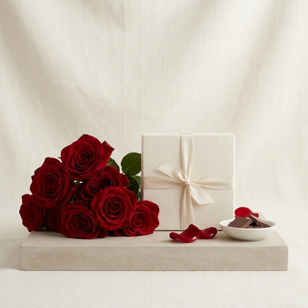 Red rose and chocolate gift set