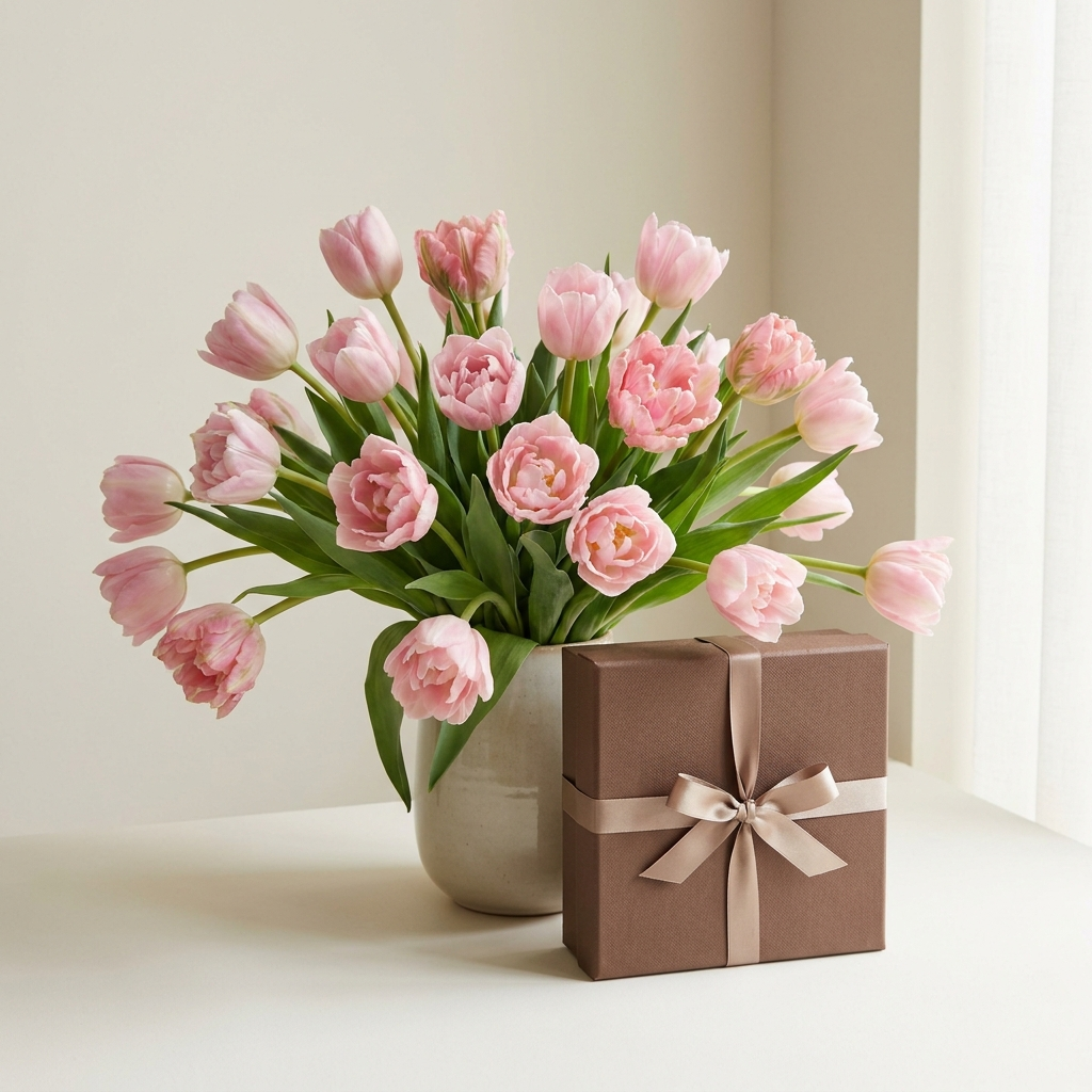 Pink Tulips and Chocolate Combo
