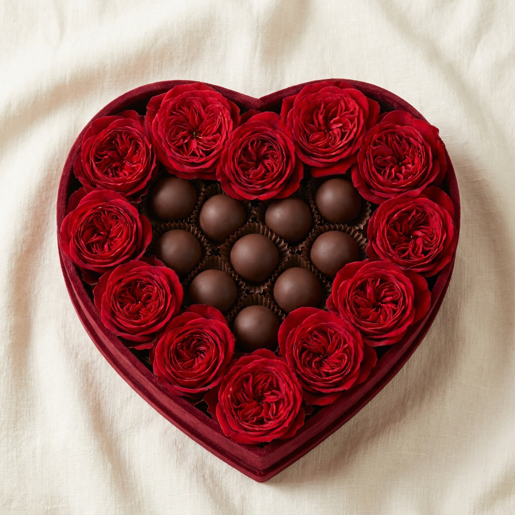 Roses and Chocolate Combo in a heart shape Box