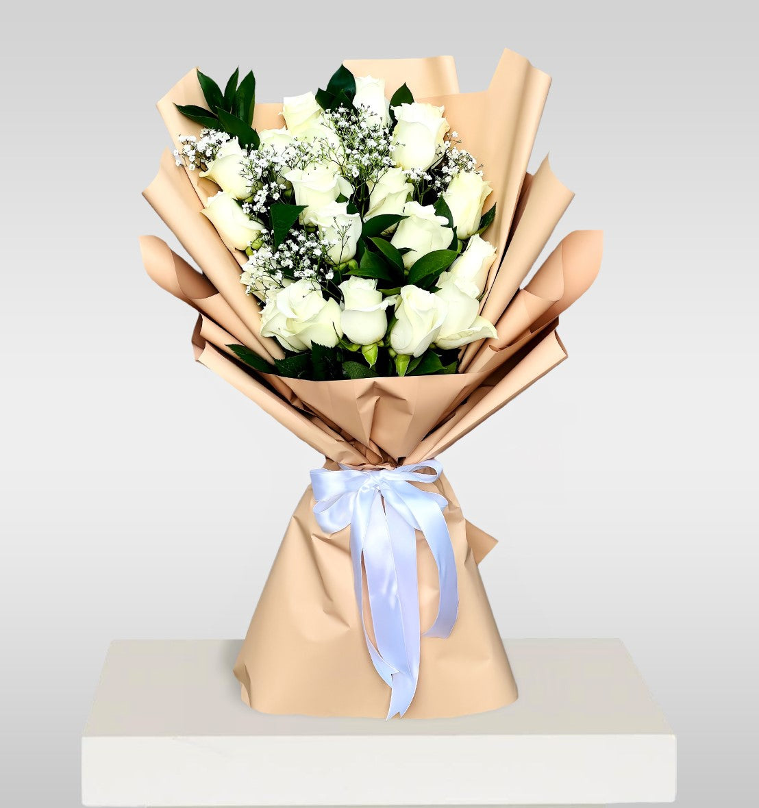 Anniversary Flowers - White Roses Bouquet - 15 Stems - Fresh Cut Flowers