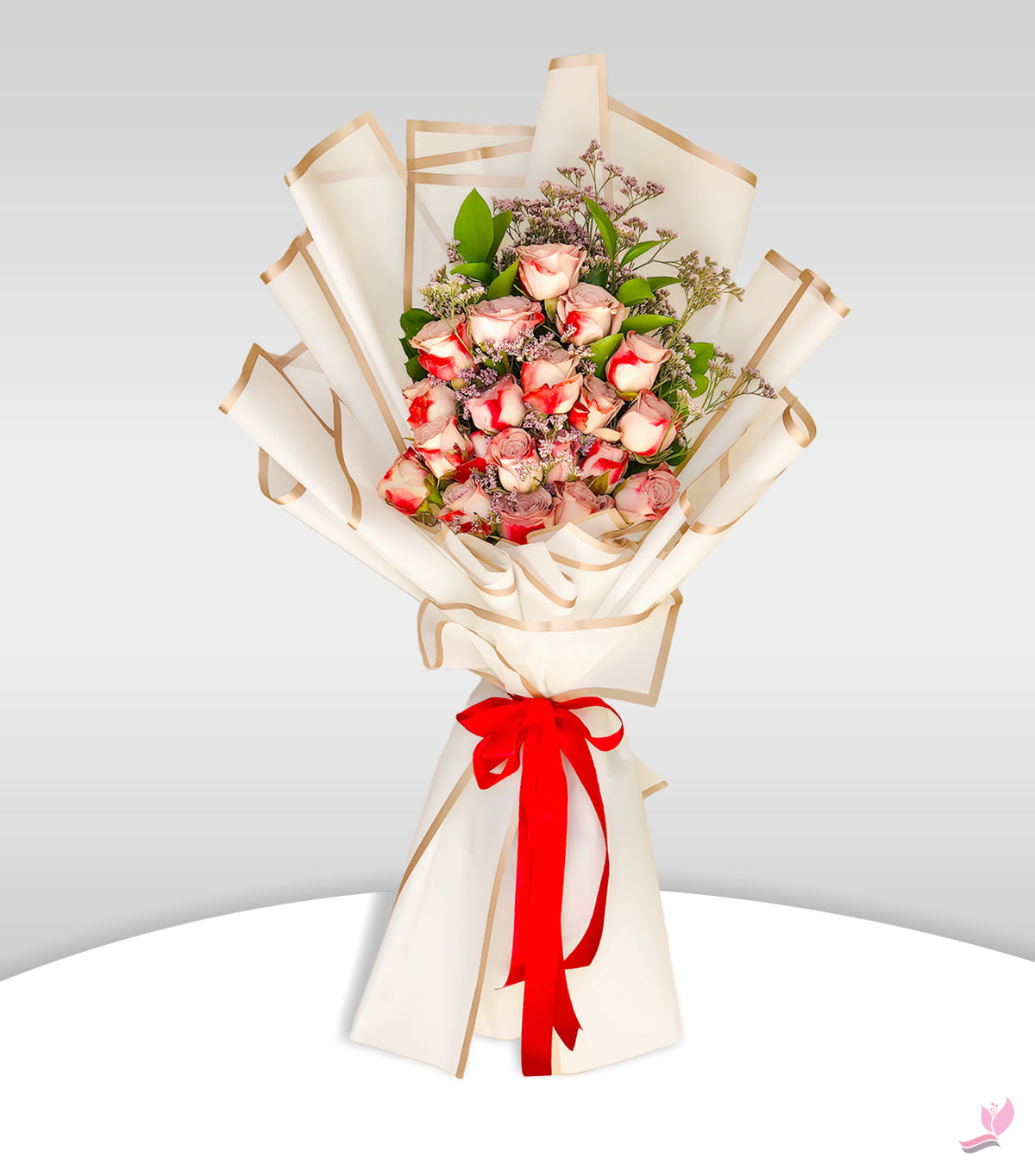 Double Dream - Arabianblossom - 20 stems - Bouquet of Lilies and Pink Roses