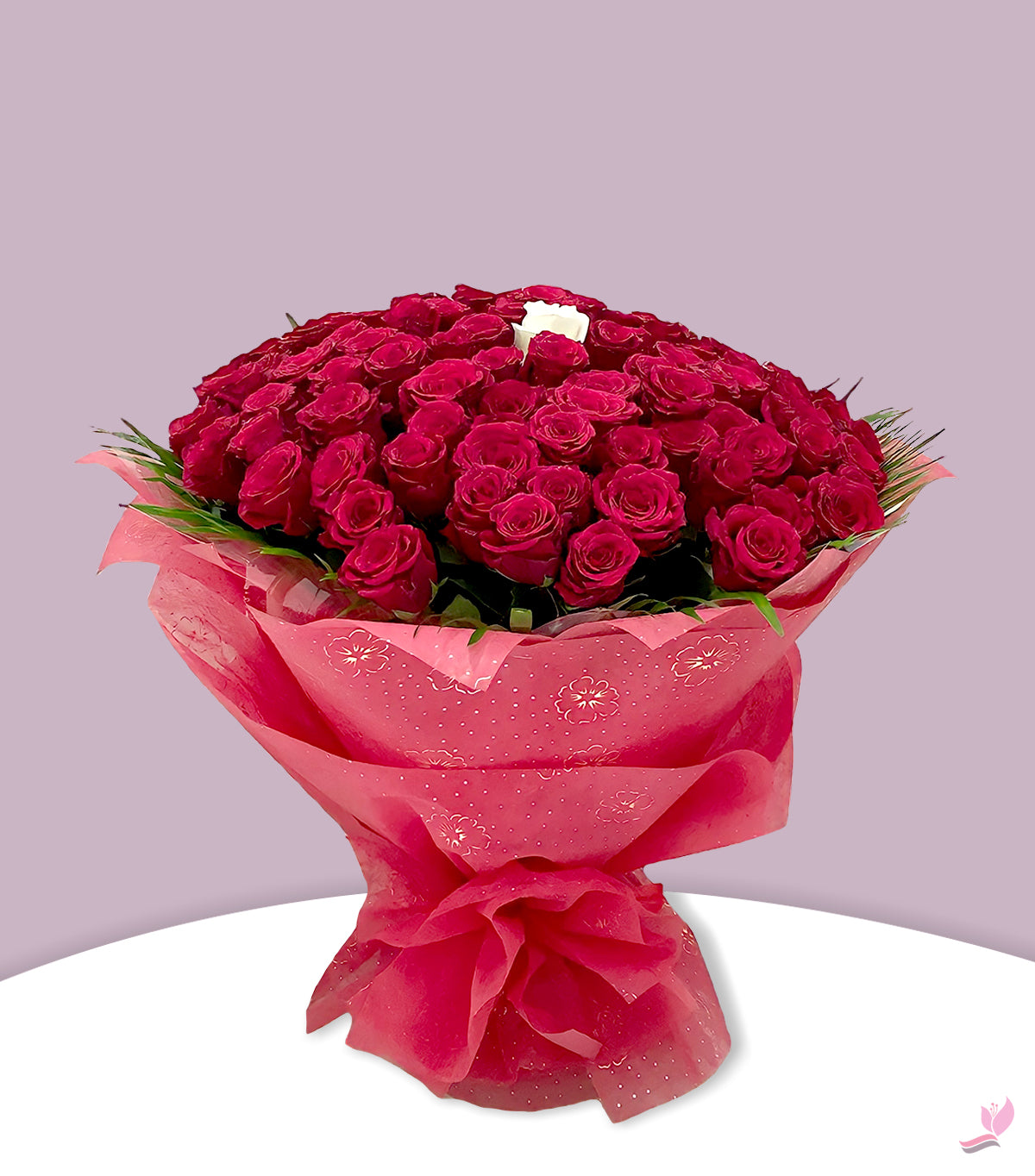 Bouquet Of 99 Red Roses And A Single White Rose In A Nice Red Wrapping