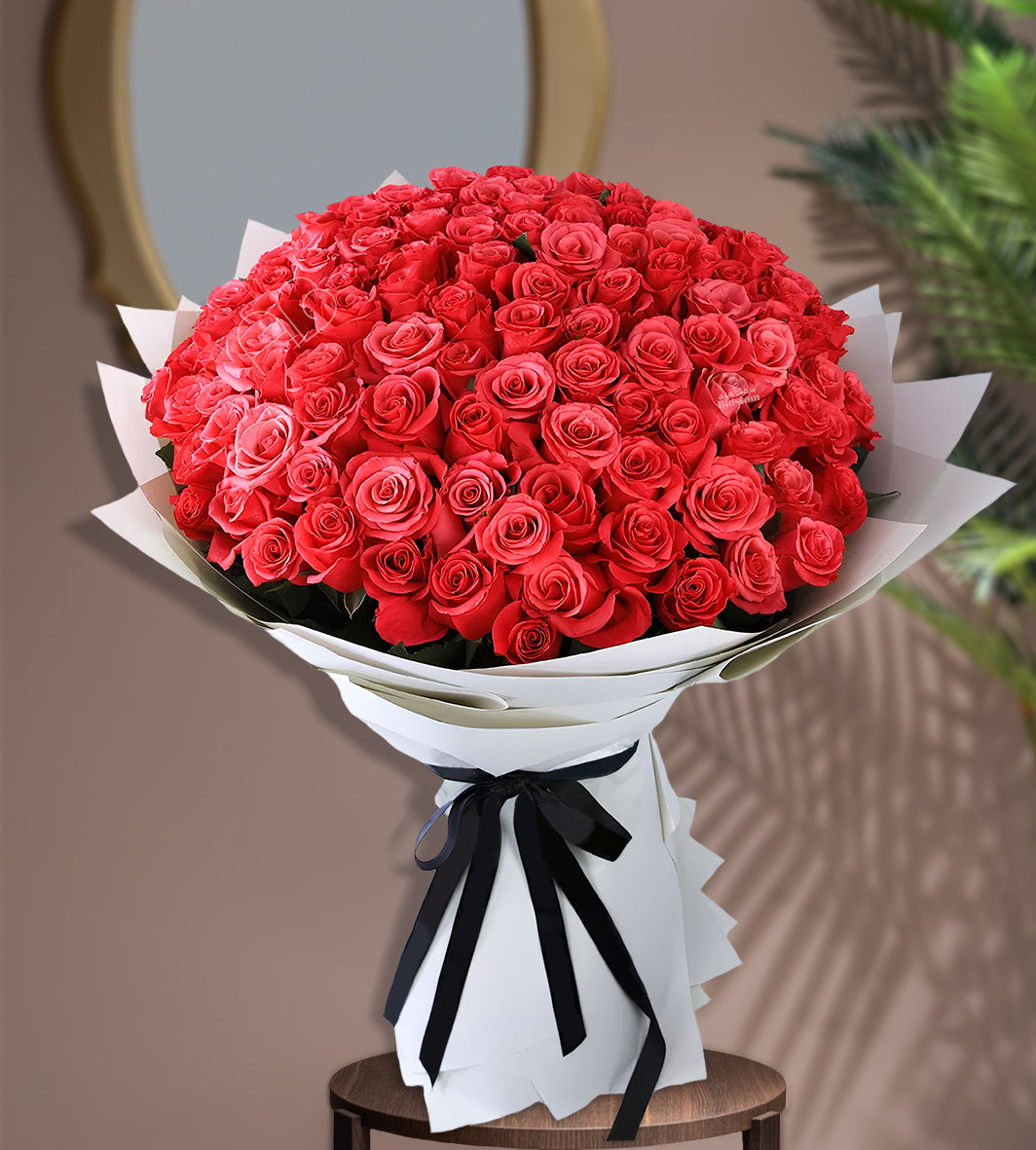 100 Stems Roses Arabian Red Bloom - 100 Stems of Red Roses